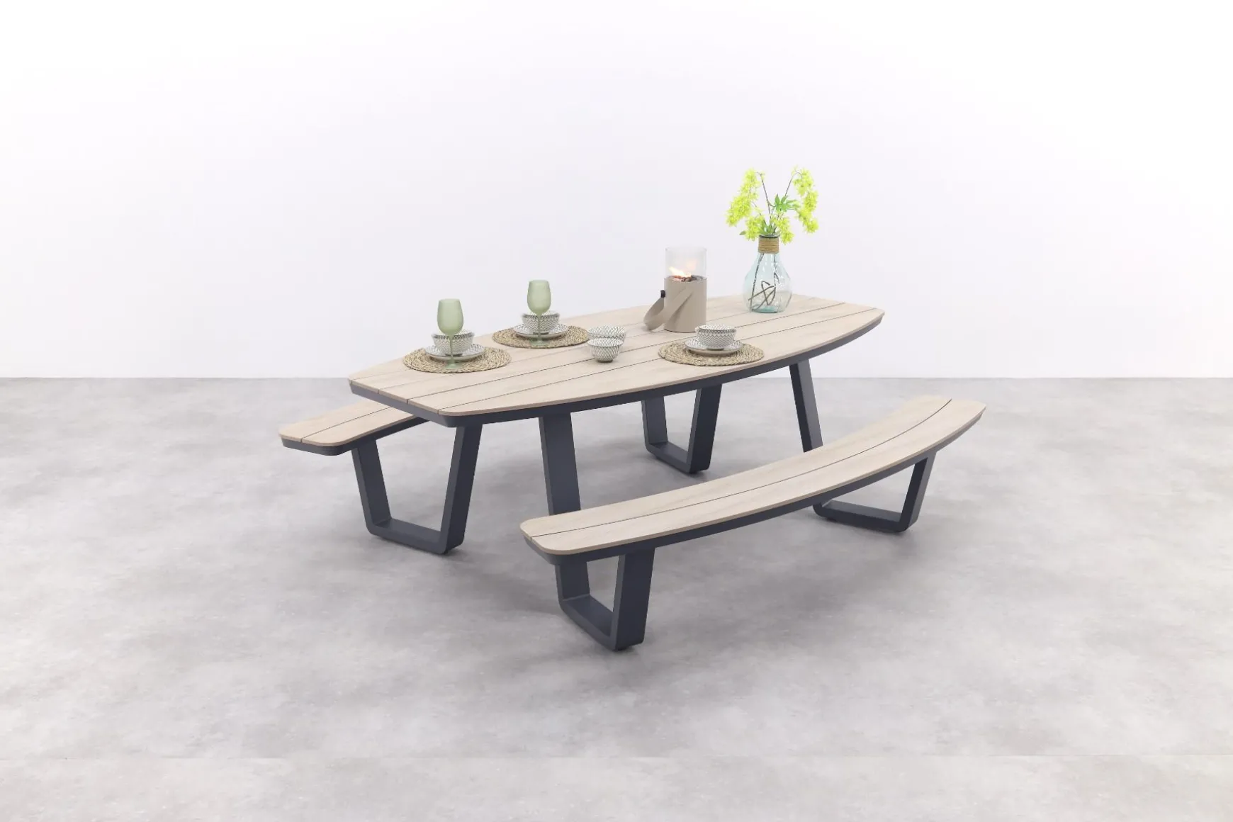 GI Bell ovale 6-persoons picknicktafel 220x193cm.