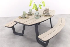 GI Bell ovale 6-persoons picknicktafel 220x193cm.