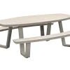 GI Bell ovale 6-persoons picknicktafel 220x193 cm. - Taupe