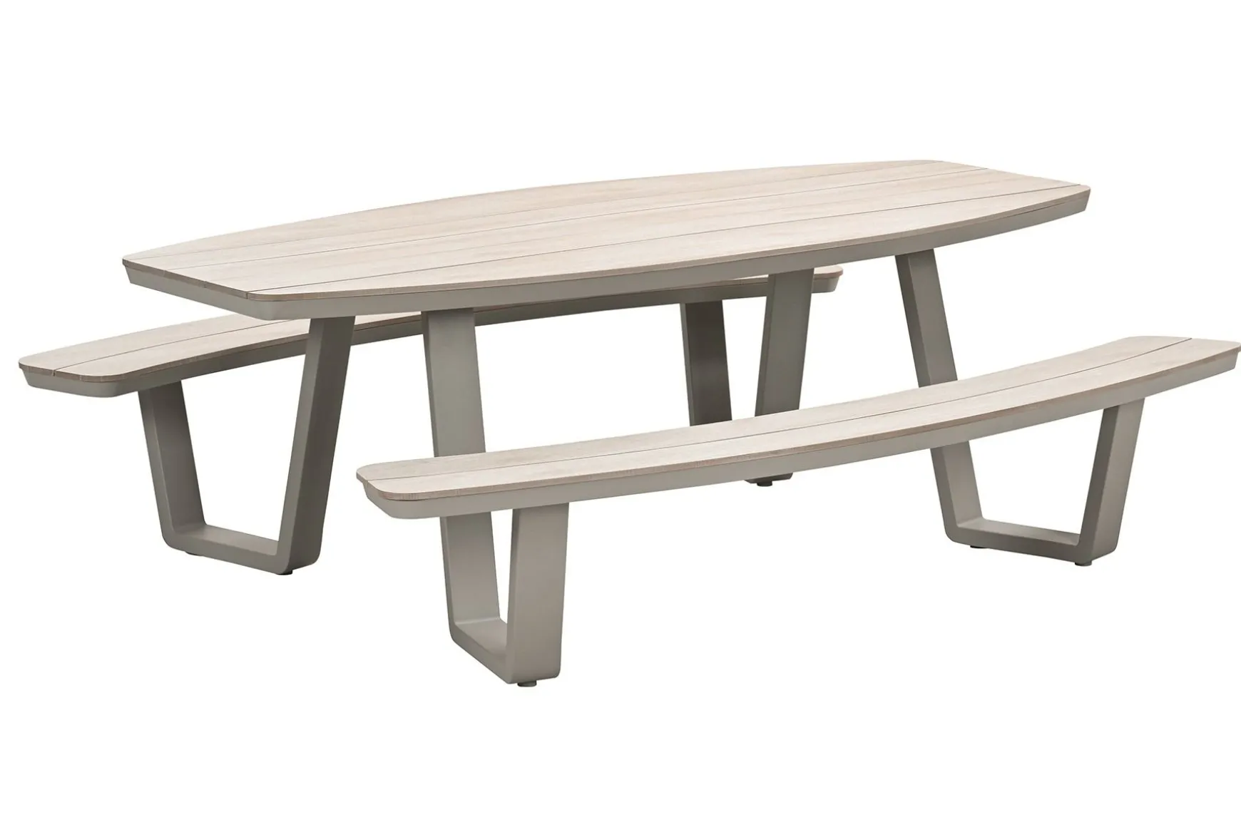 GI Bell ovale 6-persoons picknicktafel 220x193 cm. - Taupe