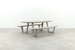 GI Bell ovale 6-persoons picknicktafel 220x193 cm. - Taupe