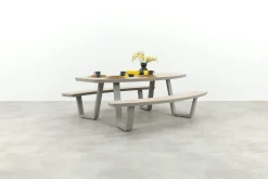 GI Bell ovale 6-persoons picknicktafel 220x193 cm. - Taupe
