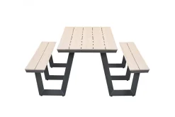 GI Bell picknicktafel 280x178 cm. - Carbon black/Light Teak look