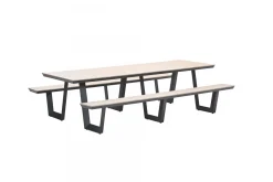 GI Bell picknicktafel 280x178 cm. - Carbon black/Light Teak look