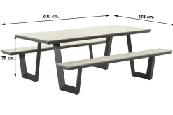 GI Bell picknicktafel 200 x 178 cm. - Carbon black