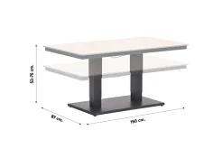 GI Cyprus up&down verstelbare houtlook tuintafel 150x87 cm. - Carbon Black