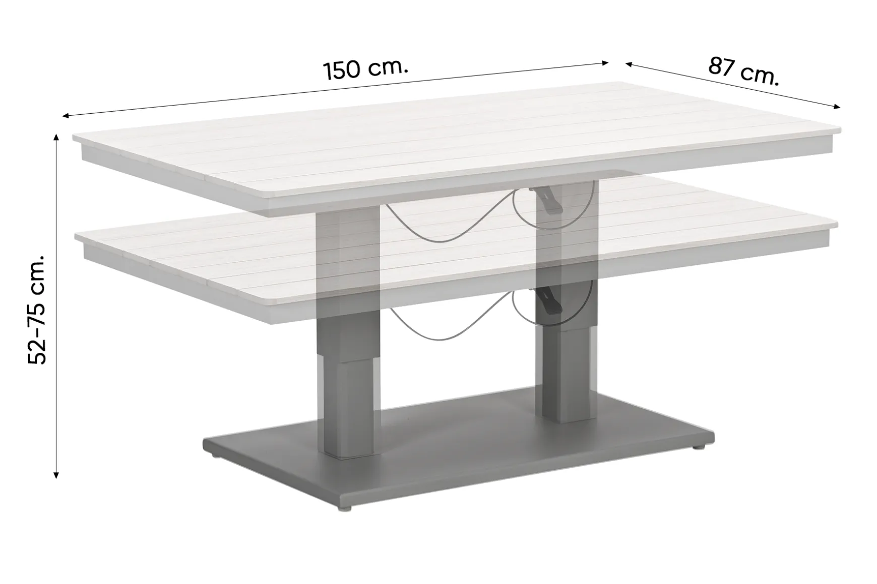 GI Cyprus up&down verstelbare houtlook tuintafel 150x87 cm. - Taupe
