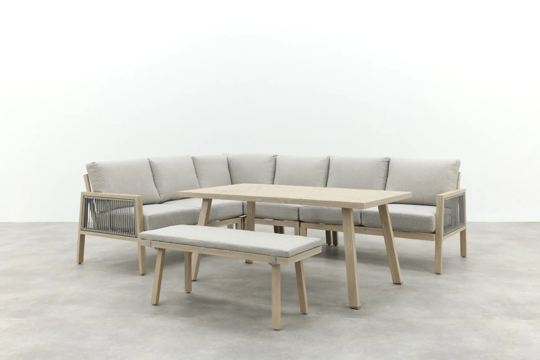 GI Decala rope lounge-/diningset incl. tuinbank - Teak/Zand