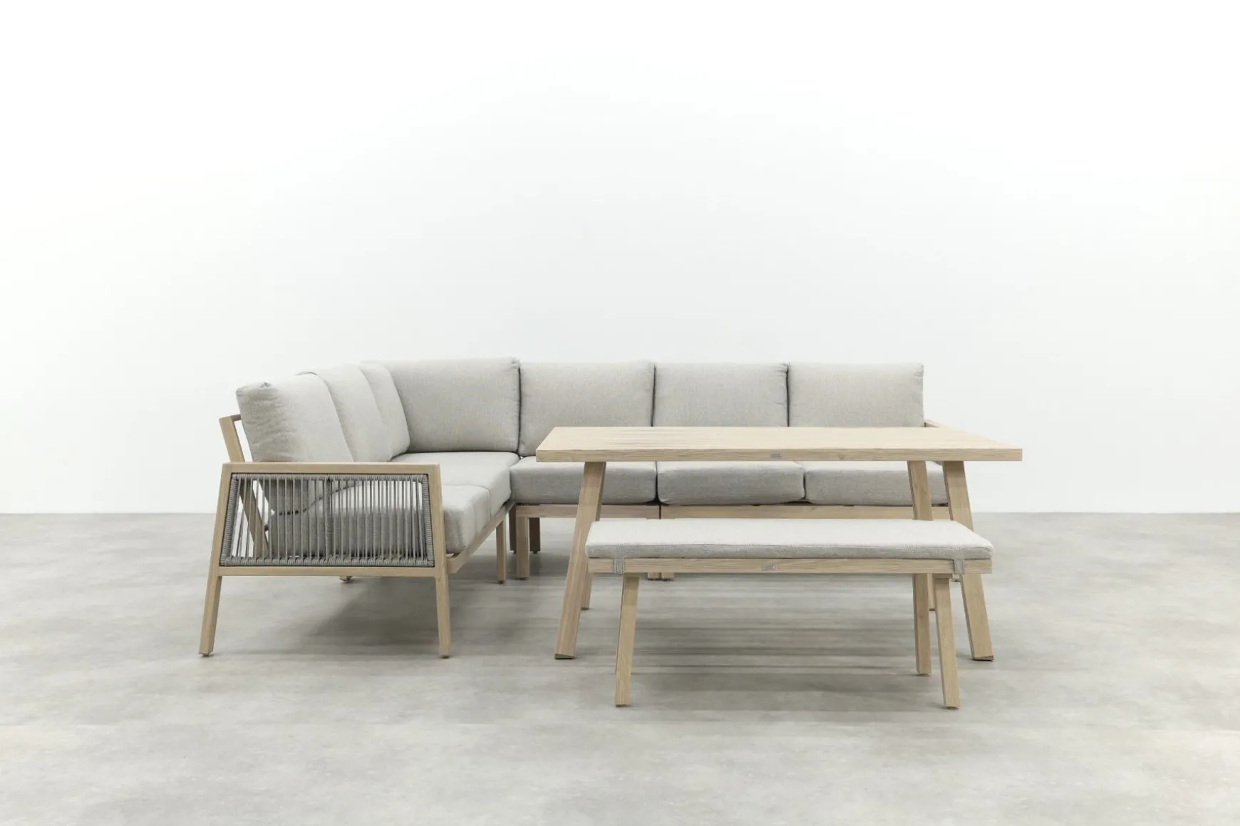 GI Decala rope lounge-/diningset incl. tuinbank - Teak/Zand