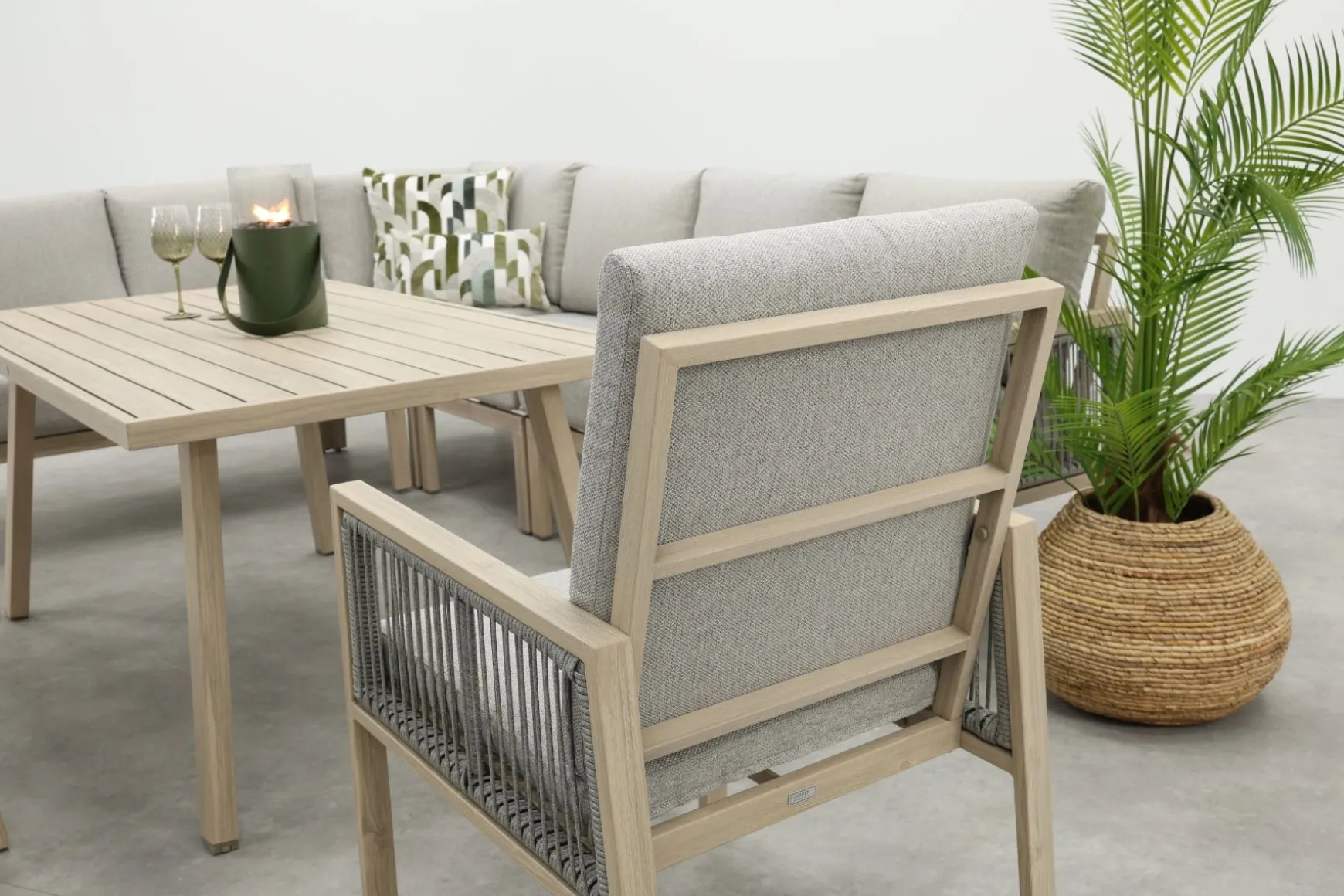GI Decala rope lounge-/diningset incl. tuinbank - Teak/Zand