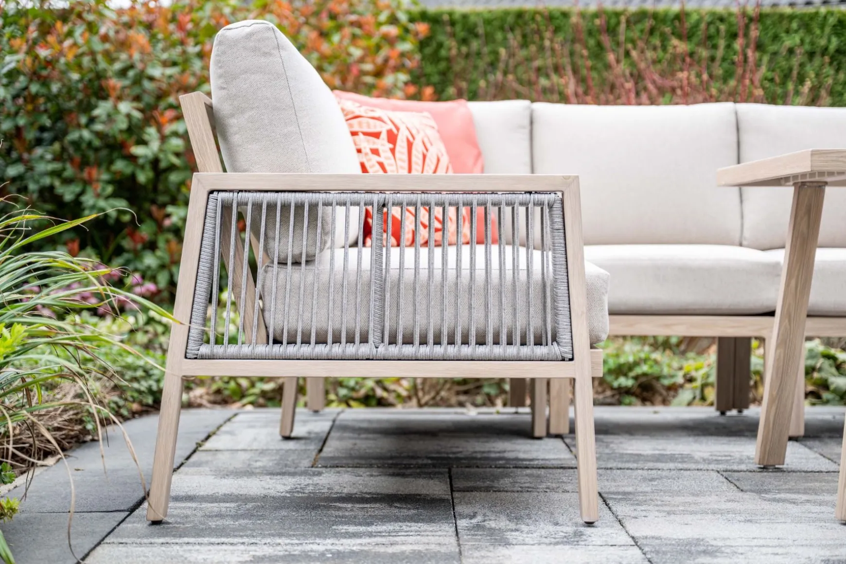 GI Decala rope lounge-/diningset incl. tuinbank - Teak/Zand