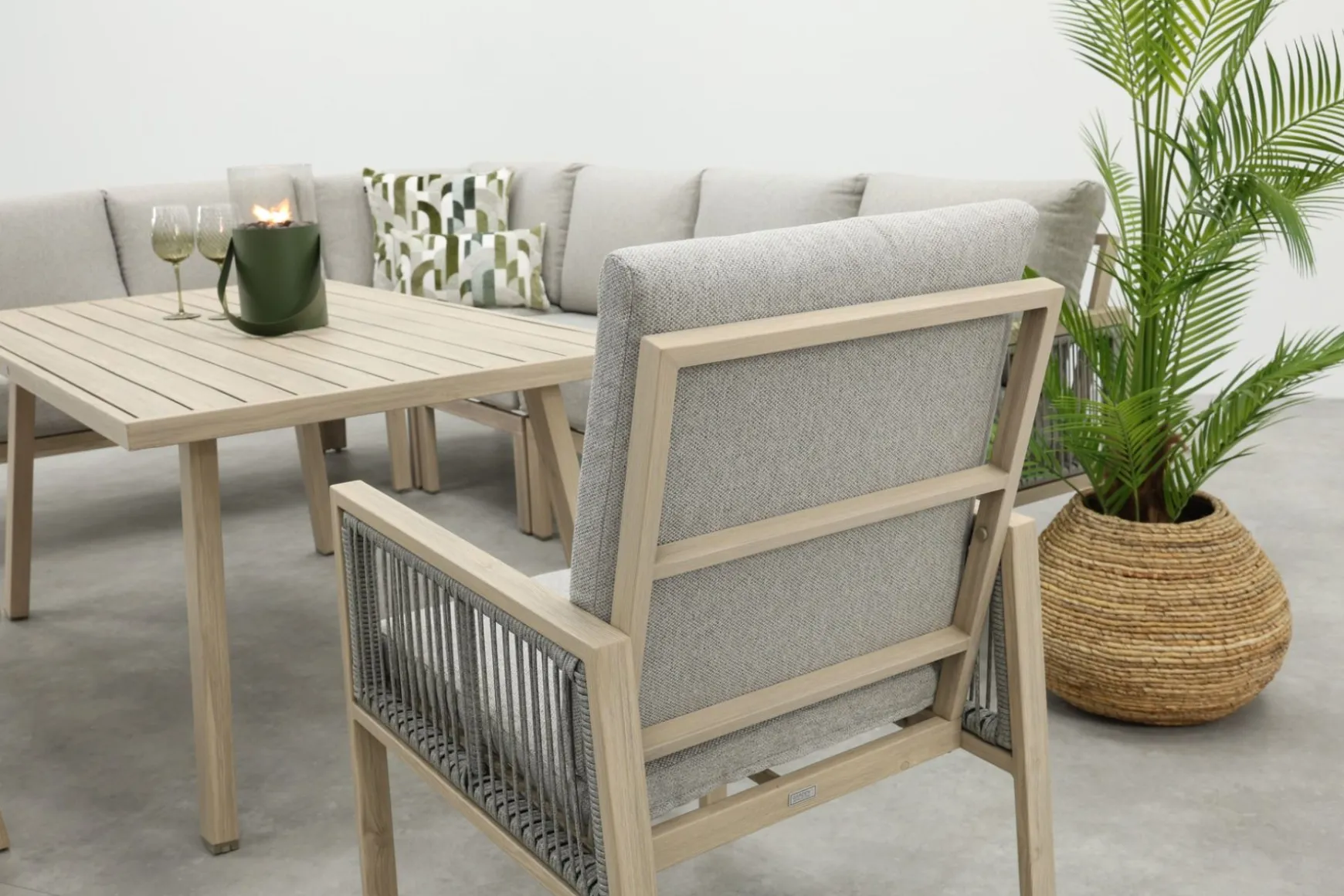 GI Decala rope lounge-/diningset incl. stoel & tuinbank - Teak/Zand