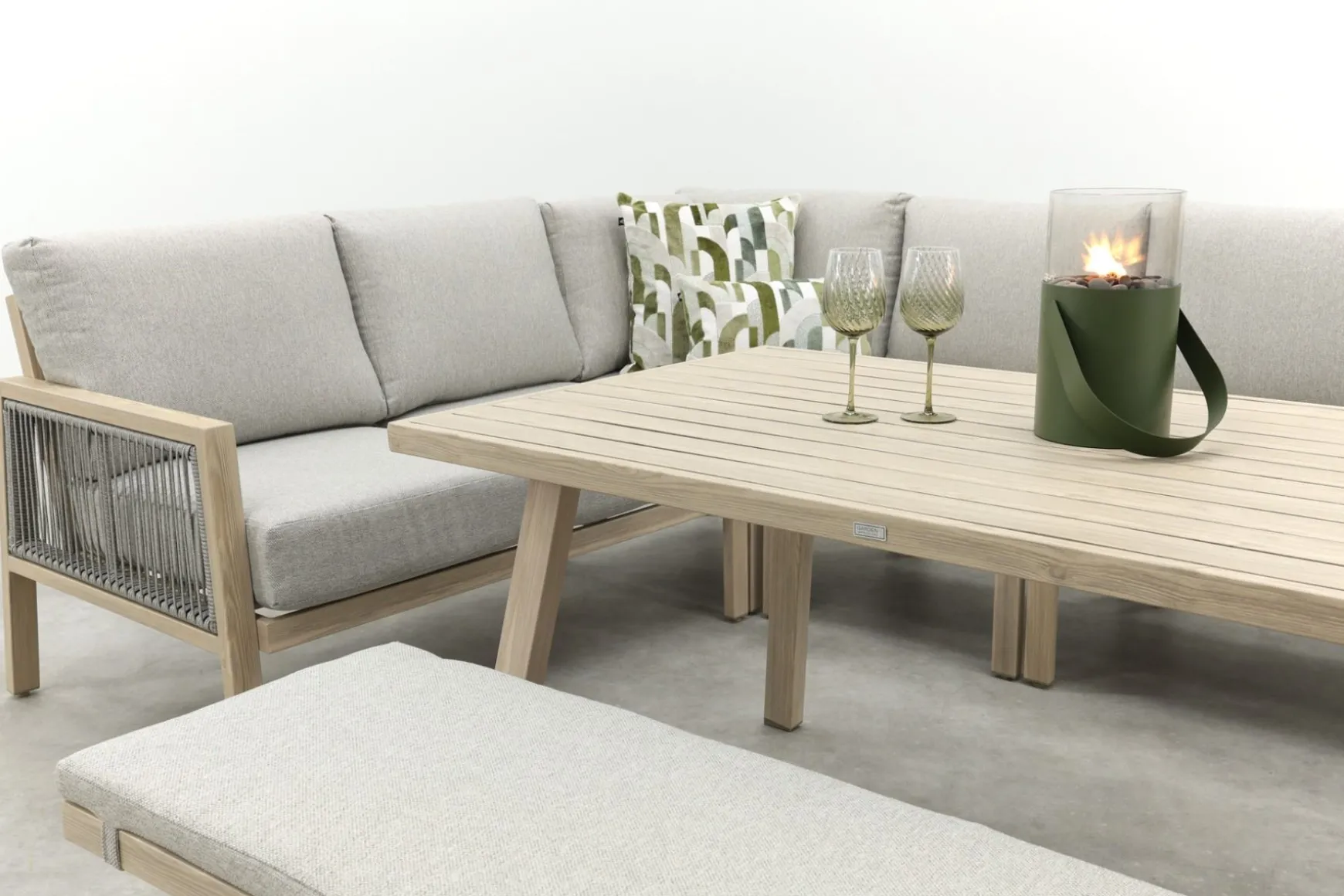 GI Decala rope lounge-/diningset incl. stoel & tuinbank - Teak/Zand