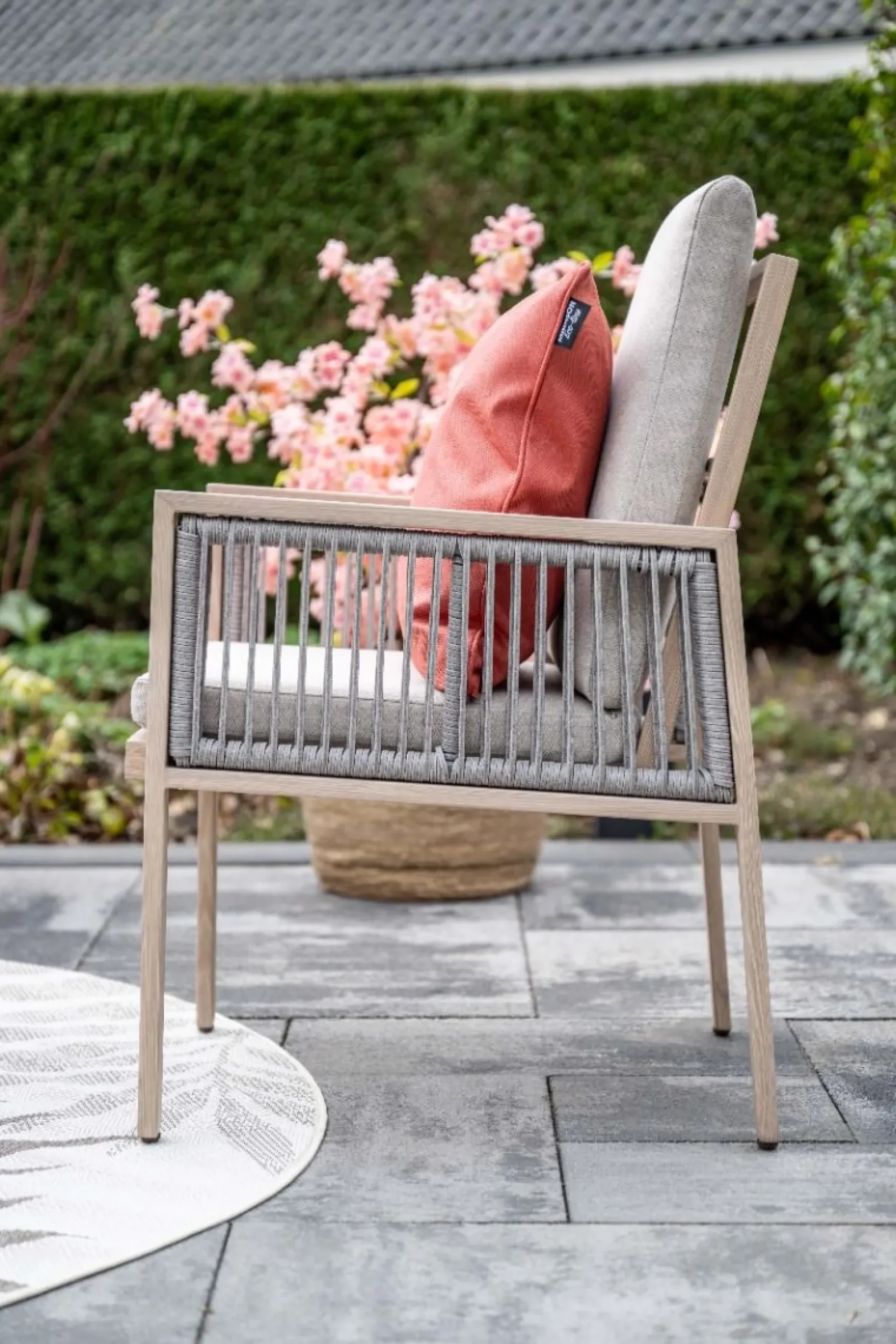 GI Decala rope lounge-/diningset incl. stoel & tuinbank - Teak/Zand