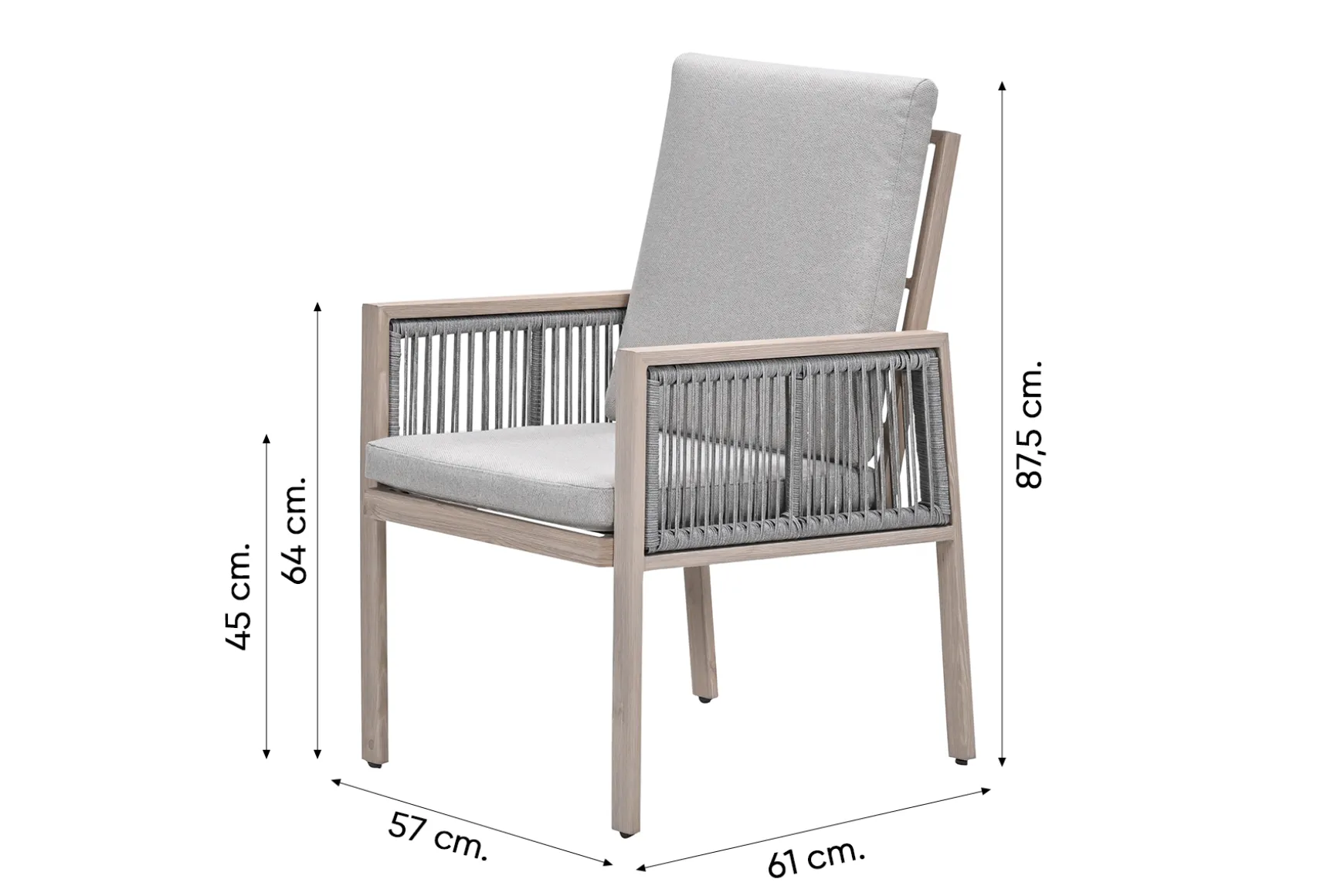 GI Decala rope lounge-/diningset incl. stoel & tuinbank - Teak/Zand