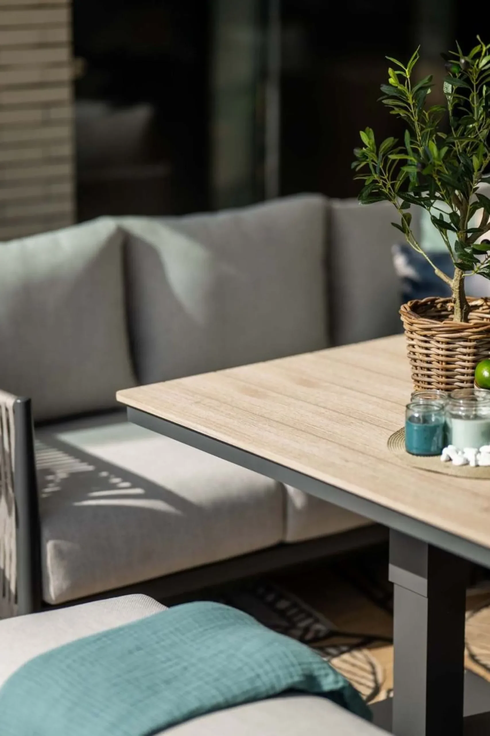 GI Diamo/Cyprus verstelbare lounge-dining hoekset (7-delig) - Carbon Black/Zand