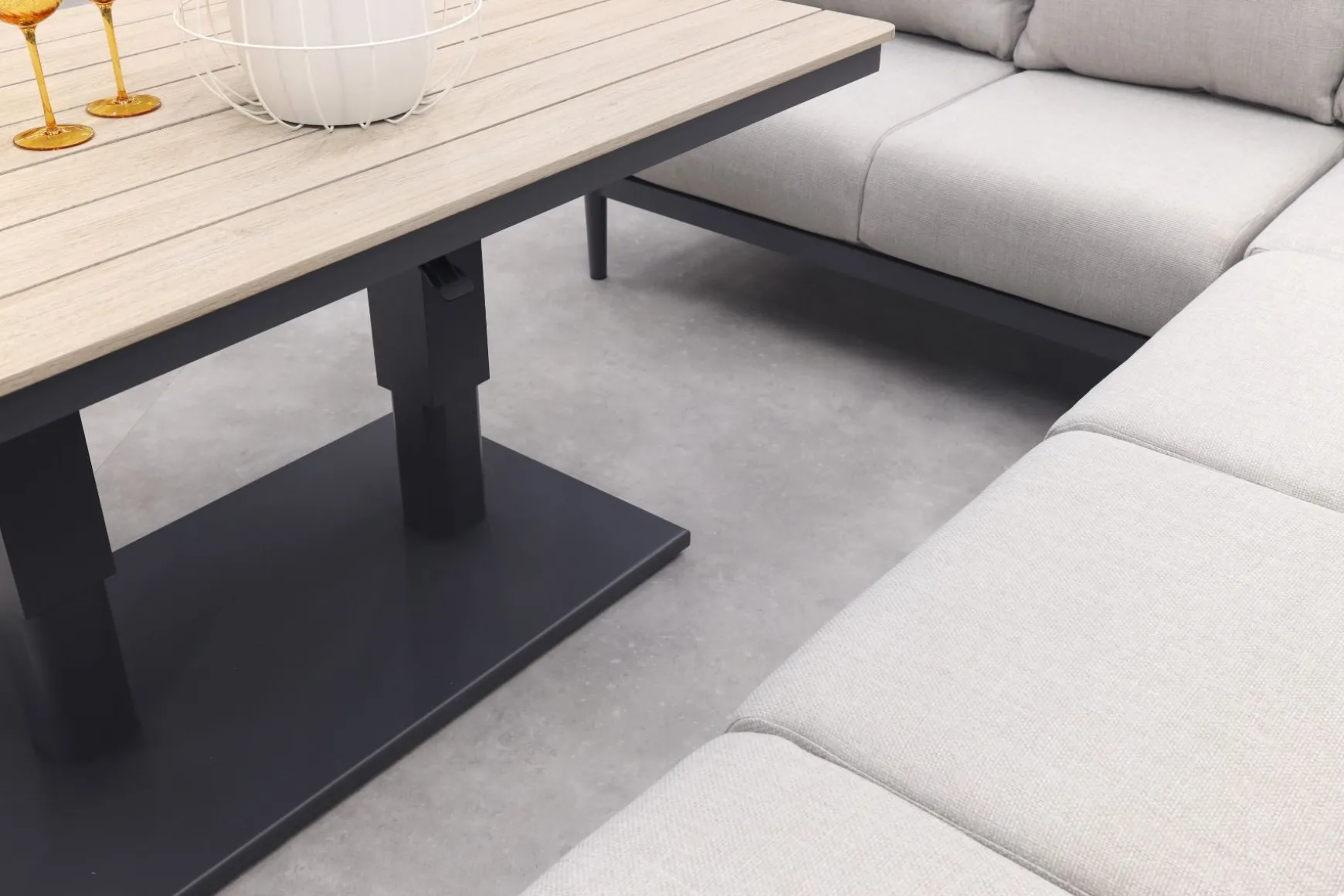 GI Diamo/Cyprus verstelbare lounge-dining hoekset (5-delig) - Carbon Black/Zand