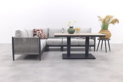 GI Diamo/Cyprus verstelbare lounge-dining hoekset (5-delig) - Carbon Black/Zand