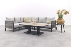 GI Diamo/Cyprus verstelbare lounge-dining hoekset (5-delig) - Carbon Black/Zand