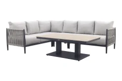 GI Diamo/Cyprus verstelbare lounge-dining hoekset (5-delig) - Carbon Black/Zand