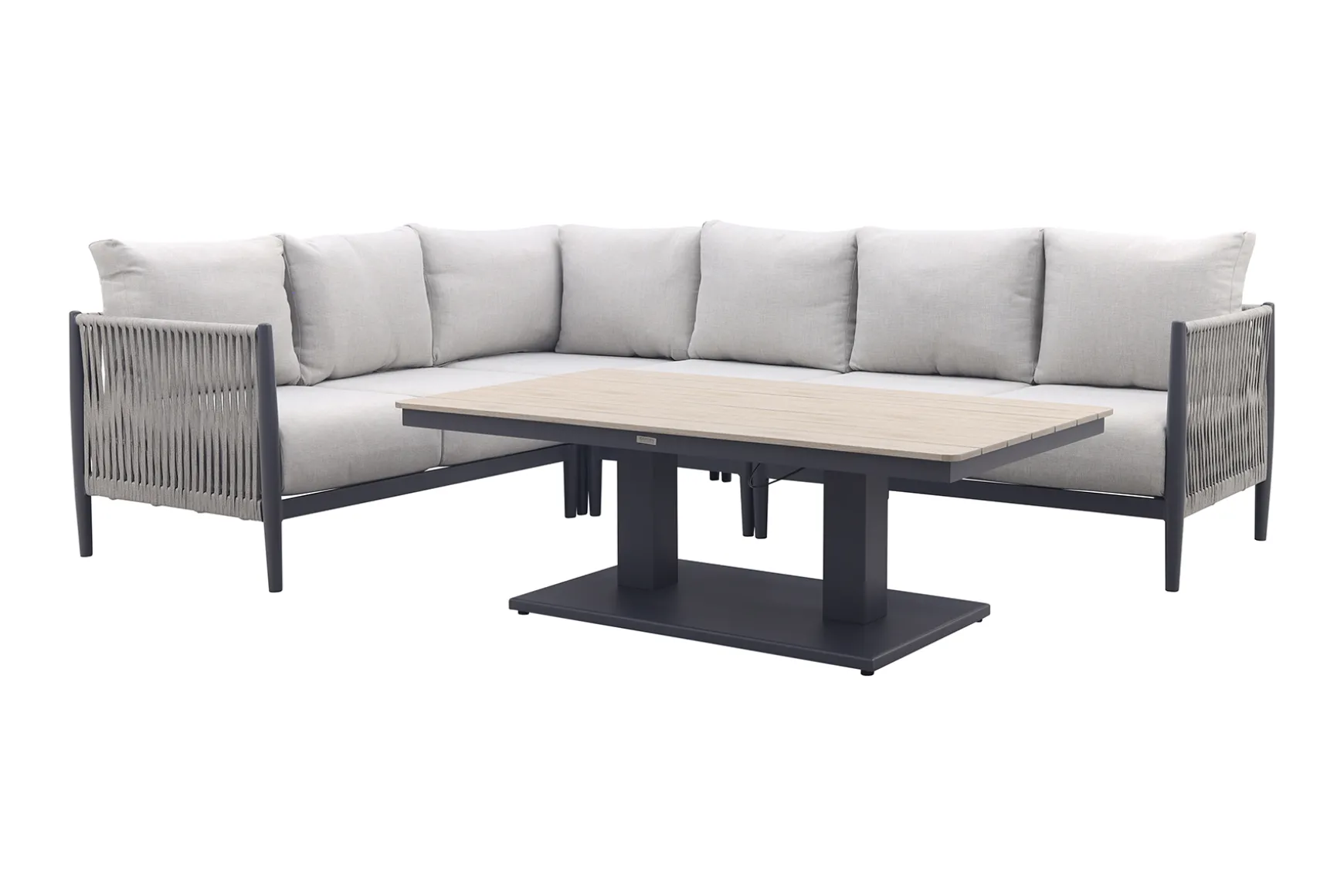 GI Diamo/Cyprus verstelbare lounge-dining hoekset (5-delig) - Carbon Black/Zand