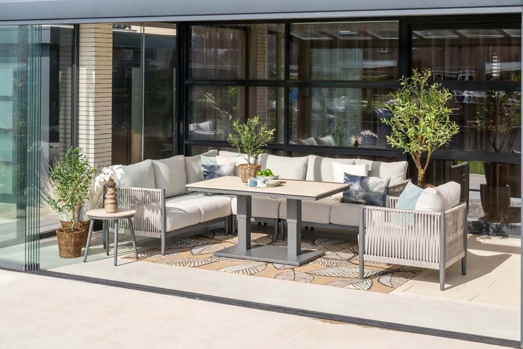GI Diamo hoek loungebank (L/R) - Carbon Black/Zand