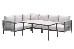 GI Diamo lounge-dining hoekset (5-delig) - Carbon Black/Zand