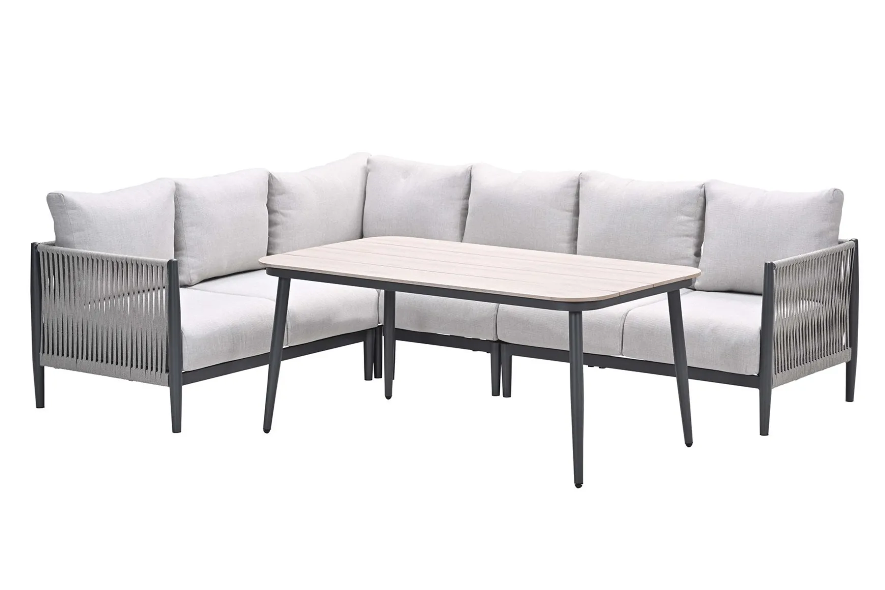 GI Diamo lounge-dining hoekset (5-delig) - Carbon Black/Zand