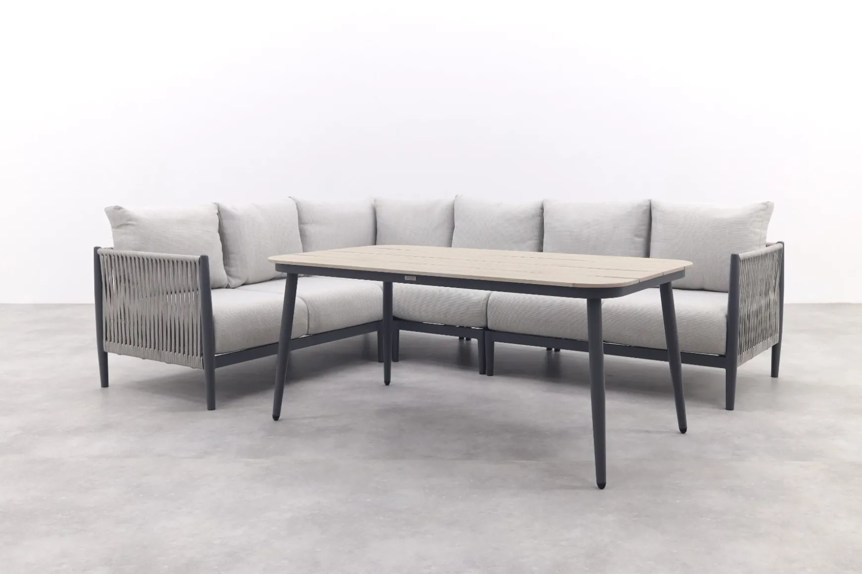 GI Diamo lounge-dining hoekset (5-delig) - Carbon Black/Zand