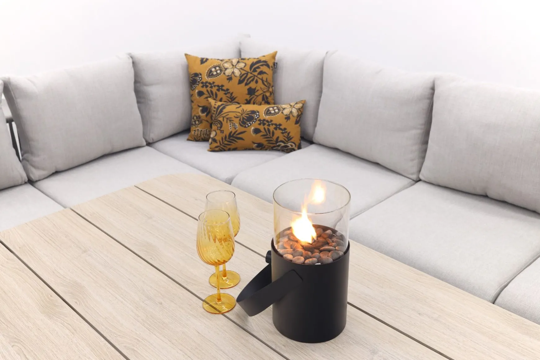 GI Diamo lounge-dining hoekset (5-delig) - Carbon Black/Zand