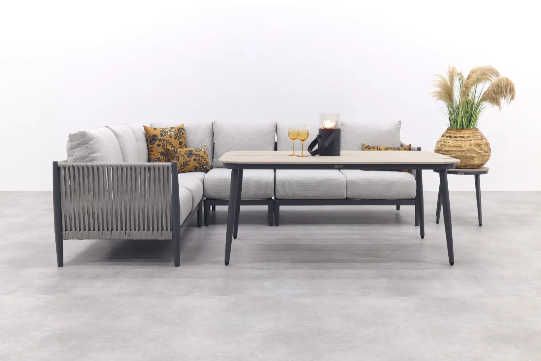 GI Diamo lounge-dining hoekset (5-delig) - Carbon Black/Zand