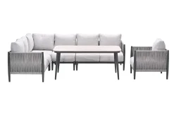 GI Diamo lounge-dining hoekset (6-delig) - Carbon Black/Zand