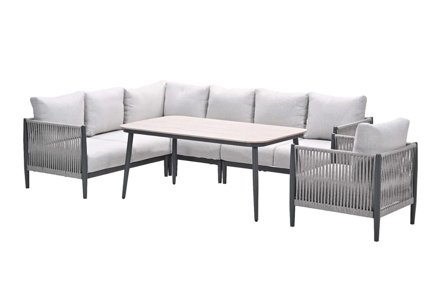 GI Diamo lounge-dining hoekset (6-delig) - Carbon Black/Zand