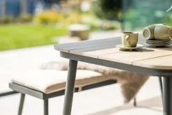 GI Diamo lounge dining tafel 160x90 cm. - Carbon Black/Teak look OP=OP