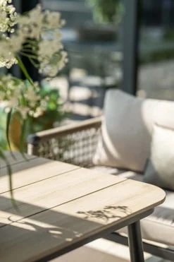 GI Diamo lounge dining tafel 160x90 cm. - Carbon Black/Teak look OP=OP