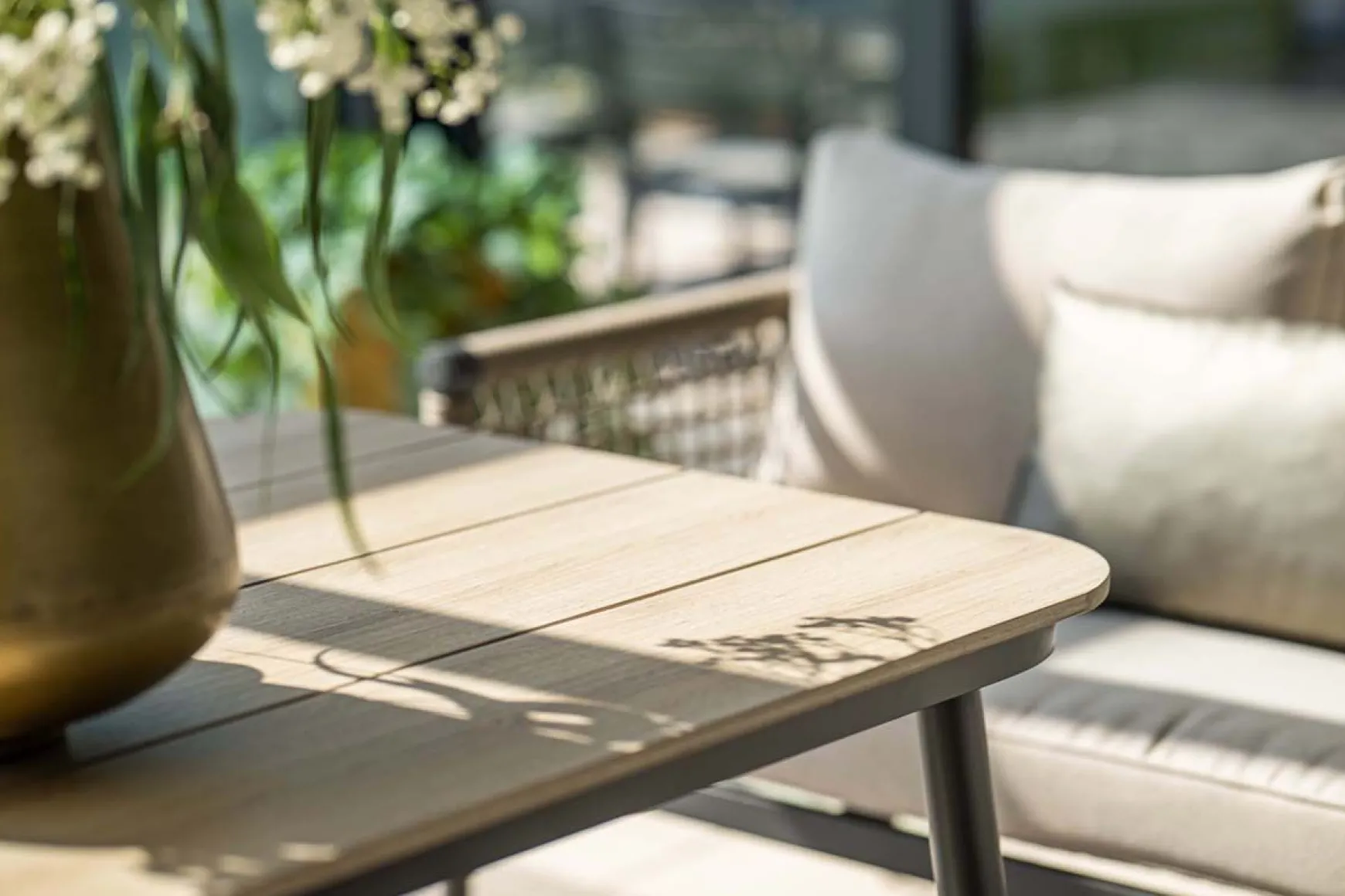 GI Diamo lounge dining tafel 160x90 cm. - Carbon Black/Teak look OP=OP