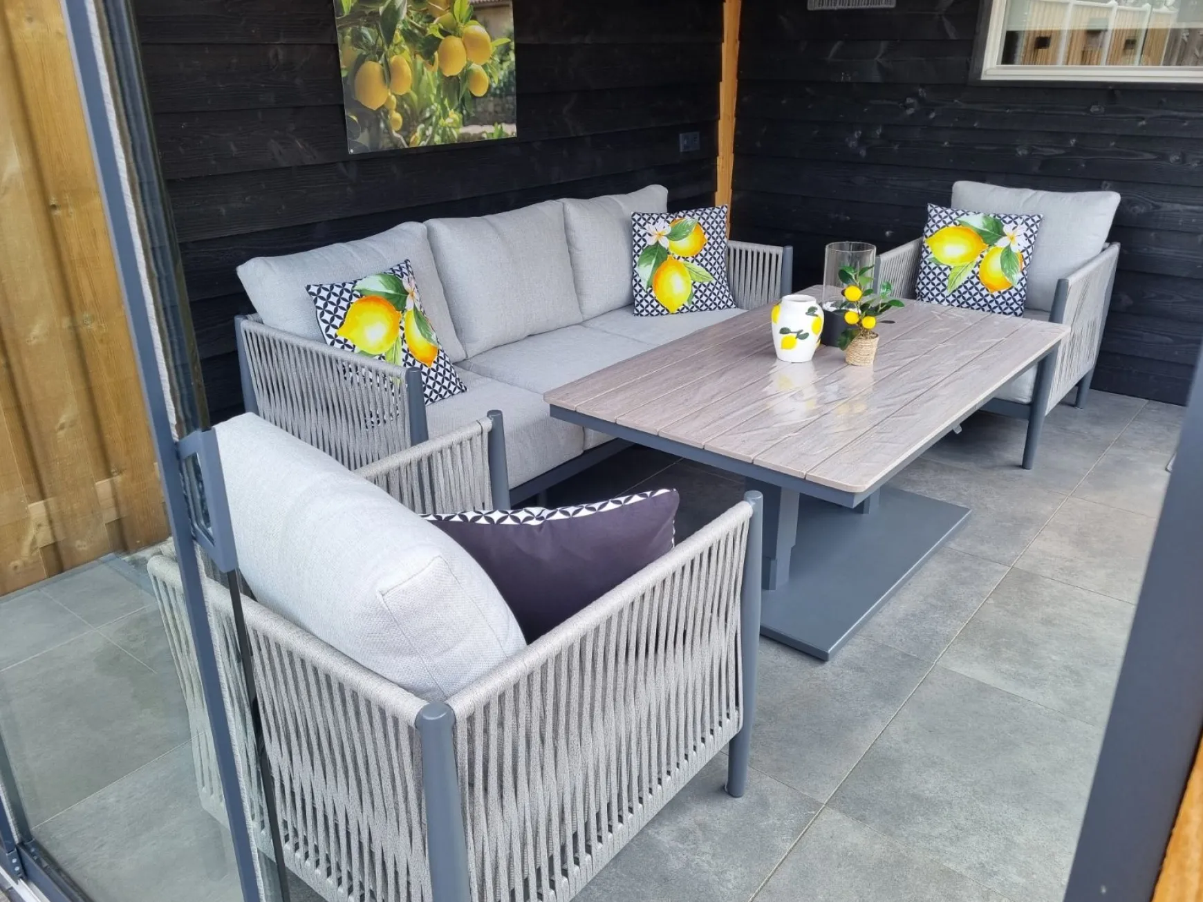 GI Diamo loungestoel - Carbon Black/Zand