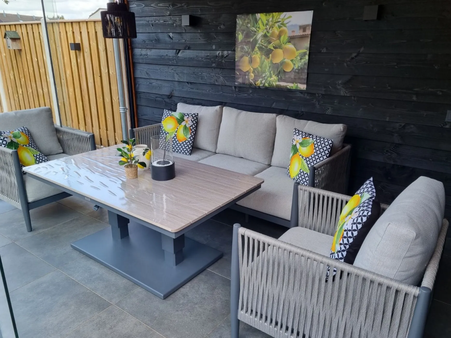 GI Diamo loungestoel - Carbon Black/Zand