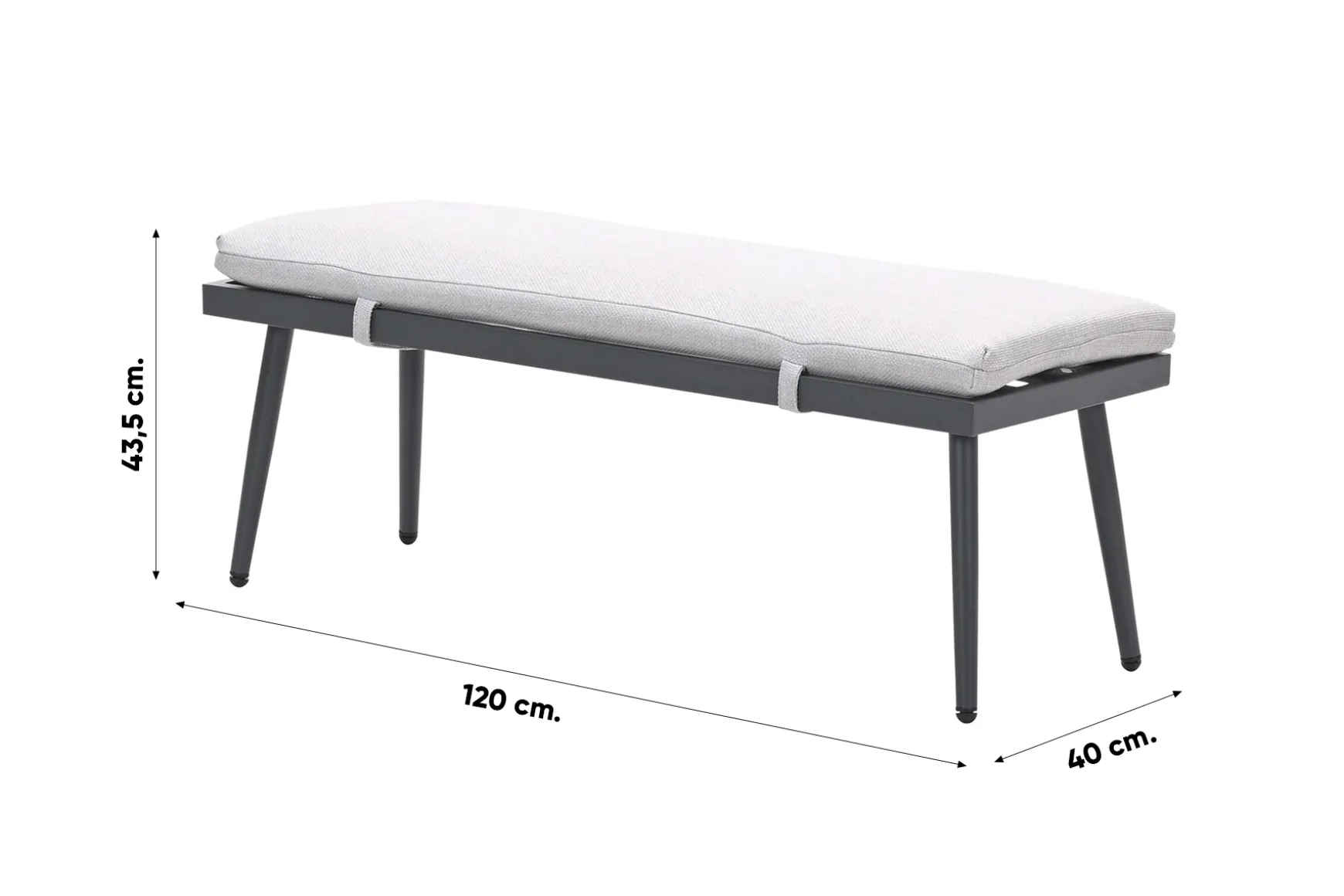 GI Diamo tuinbank - Carbon Black/Zand