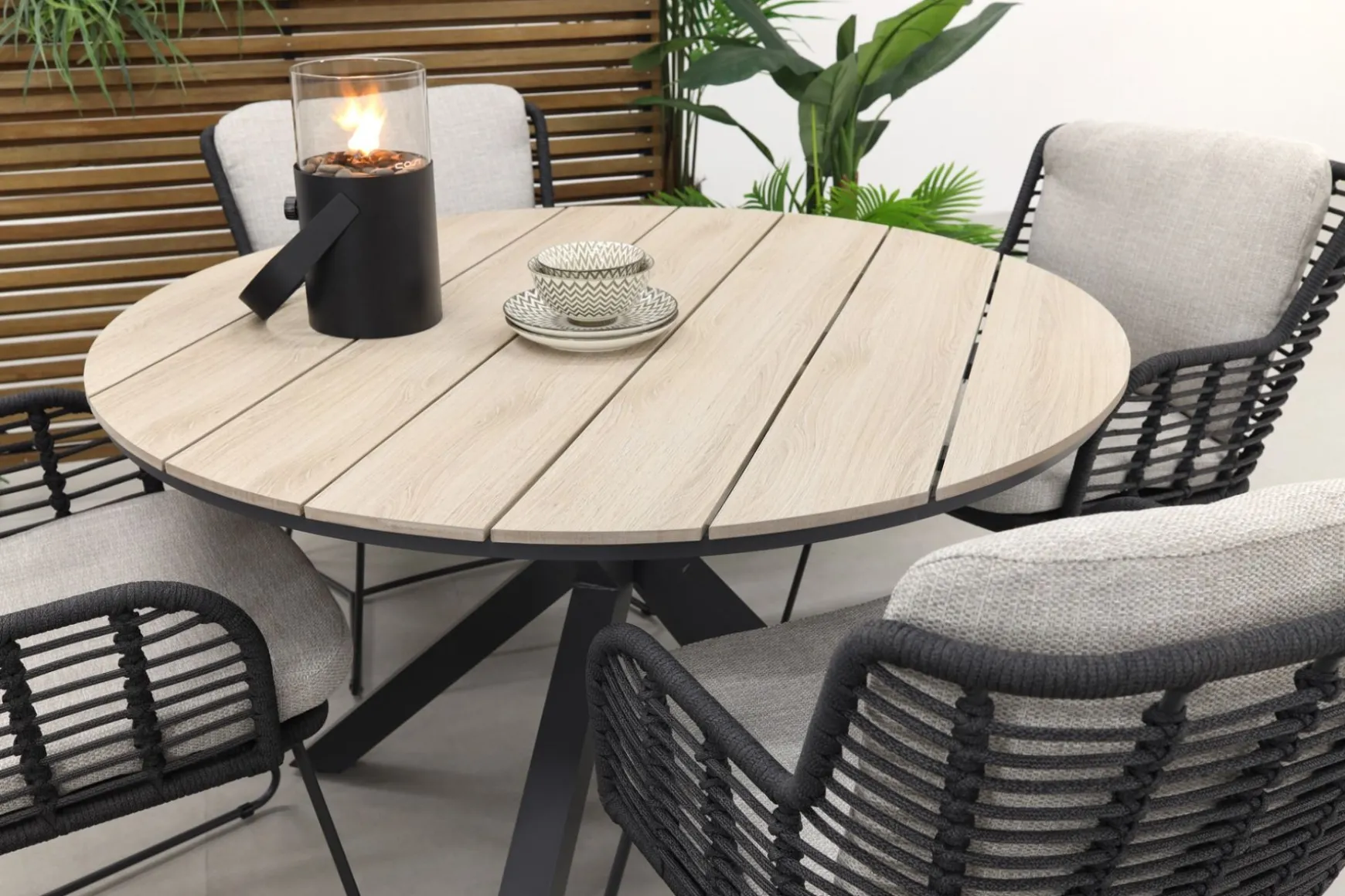 GI Edison 122 cm. - ronde tuinset / 4 Seasons Fabrice antraciet