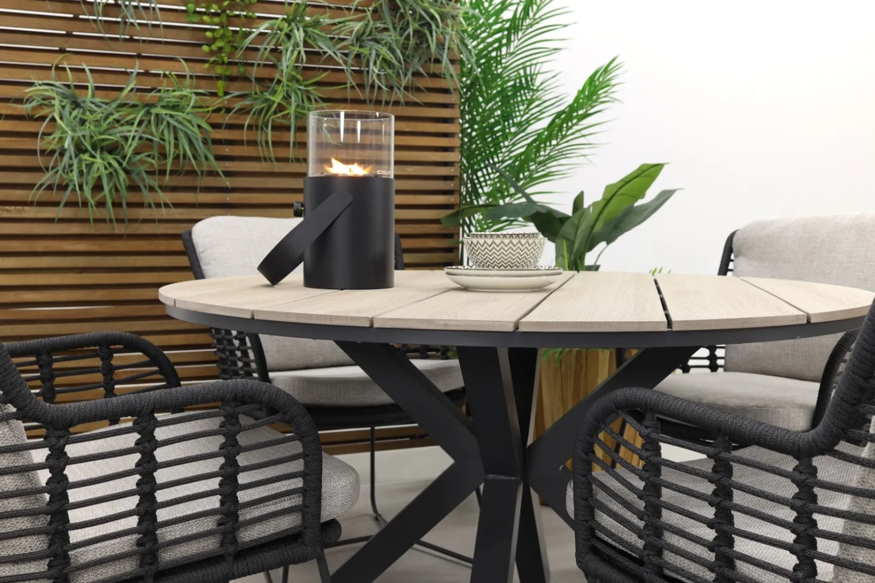 GI Edison 122 cm. - ronde tuinset / 4 Seasons Fabrice antraciet