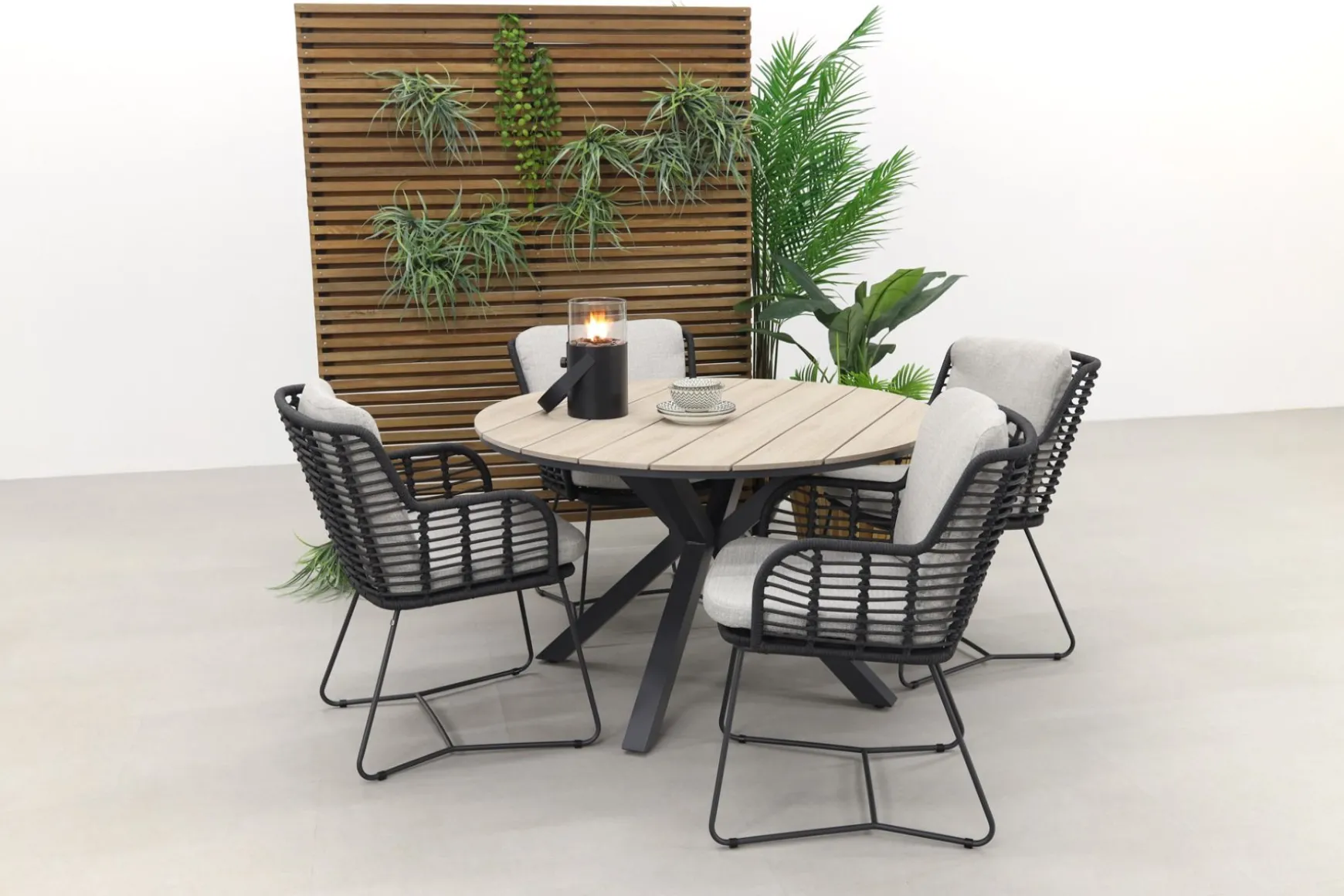 GI Edison 122 cm. - ronde tuinset / 4 Seasons Fabrice antraciet