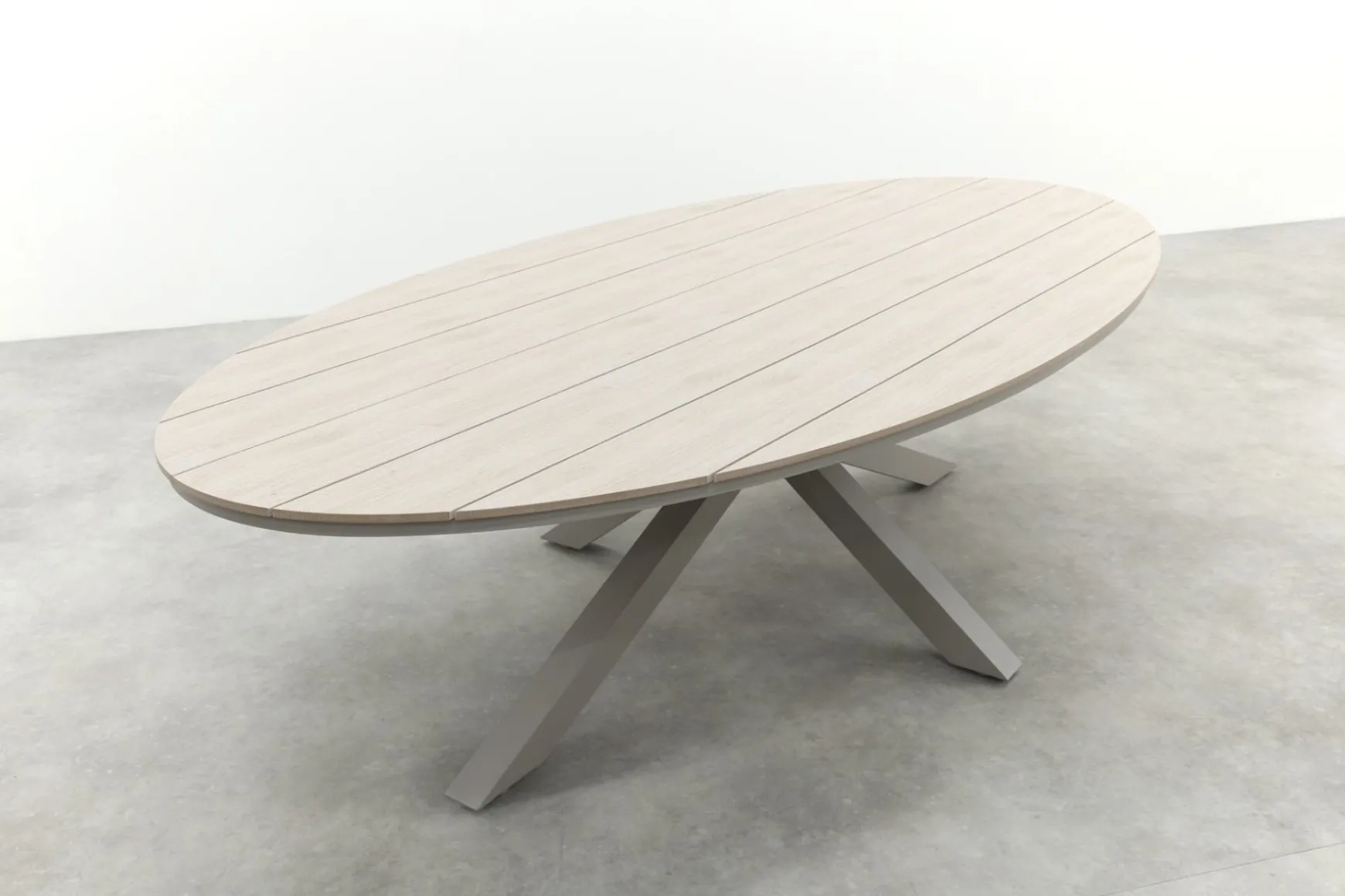 GI Edison ovale houtlook tuintafel 280x140 cm. - Taupe