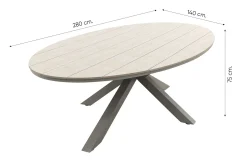 GI Edison ovale houtlook tuintafel 280x140 cm. - Taupe