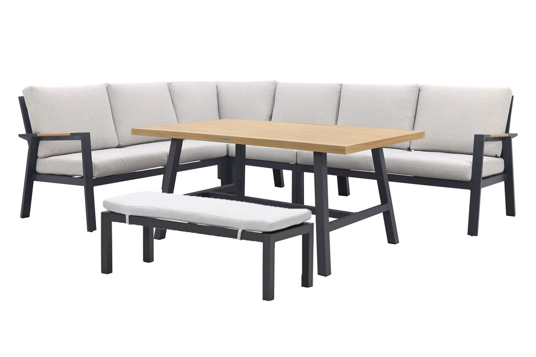 GI Elati lounge-diningset aluminium (6-delig) - Carbon Black/Zand