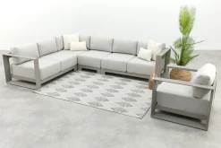 GI Levanto aluminium hoekbank met middenelement - Valley Sand