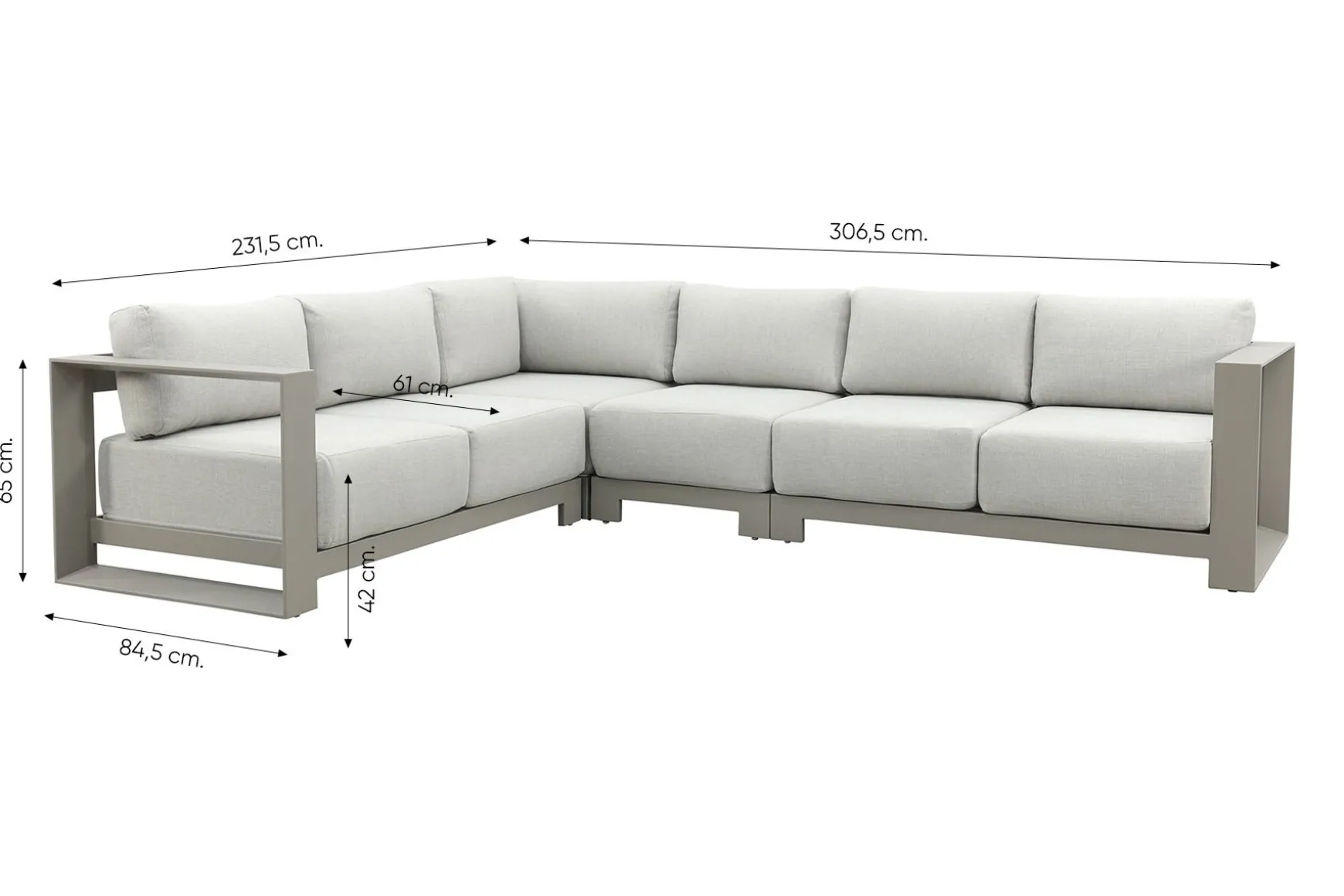 GI Levanto/Cyprus lounge-/diningset met verstelbare tuintafel - Valley Sand