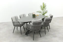 GI Linares/Scotland 6-persoons ovale tuinset 230x115 cm. - Antraciet