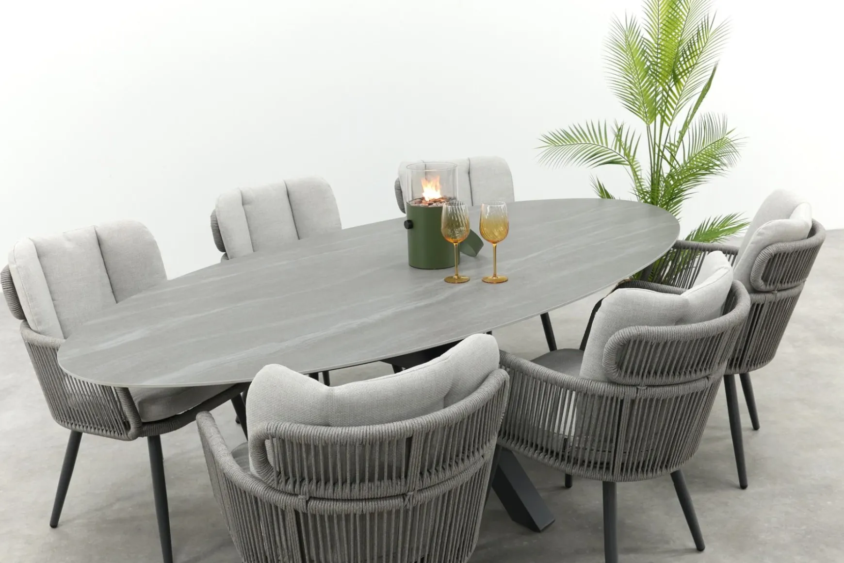 GI Linares/Scotland 6-persoons ovale tuinset 230x115 cm. - Antraciet