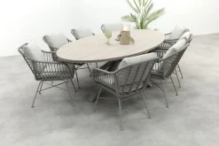 GI Margriet/Edison 8-persoons ovale tuinset 280x140 cm. - Taupe